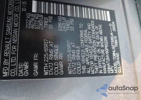 2016 Nissan Rogue Sv z USA, uszkodzony, nr VIN KNMAT2MV9GP612261